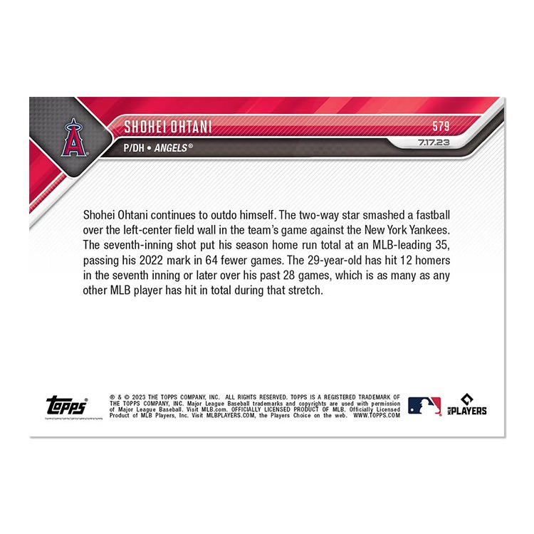 大谷翔平 #579 35号ホームランを放って昨年の記録を上回った記念カード