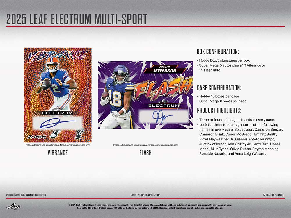 2025 Leaf Electrum Multi-Sport Super Mega Box 1/9入荷 ｜カード