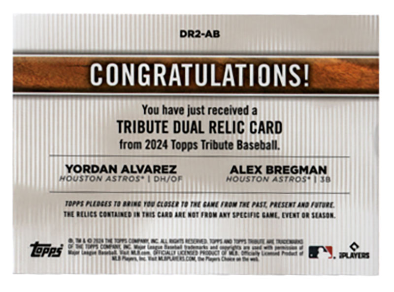 Yordan Alvarez&Alex Bregman 2024 Topps Tribute 037/199 ｜カード 