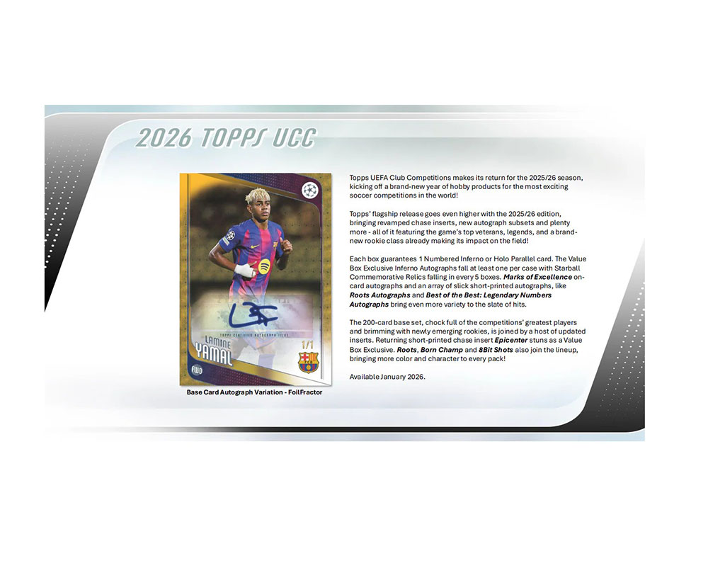 2025-26 Topps UEFA Club Competitions Soccer Value Box 1/16入荷