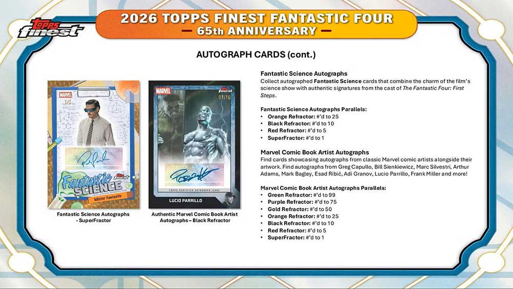 2026 Topps Finest Fantastic Four Hobby Box 4/16入荷 ｜カード