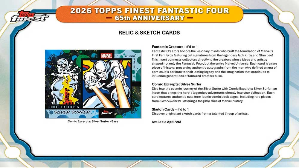 2026 Topps Finest Fantastic Four Hobby Box 4/16入荷 ｜カード