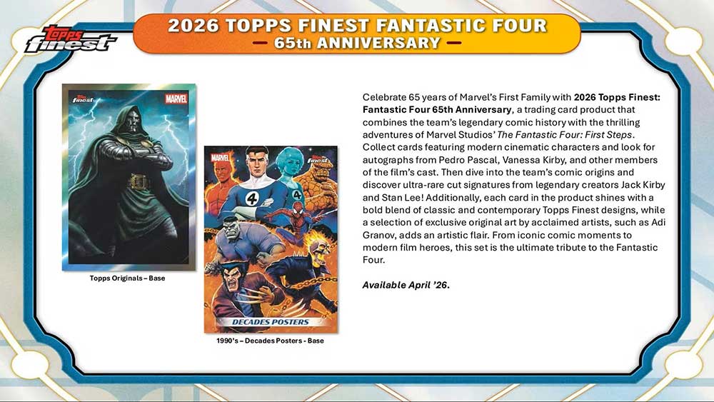 2026 Topps Finest Fantastic Four Hobby Box 4/16入荷 ｜カード