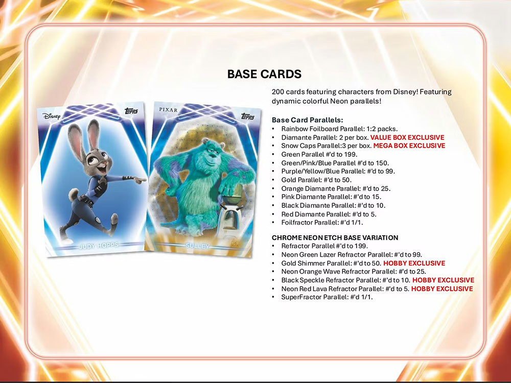 2026 Topps Disney Neon Hobby Box 4/17入荷！！ ｜カード