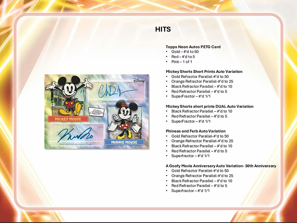 2026 Topps Disney Neon Hobby Box 4/17入荷！！ ｜カード