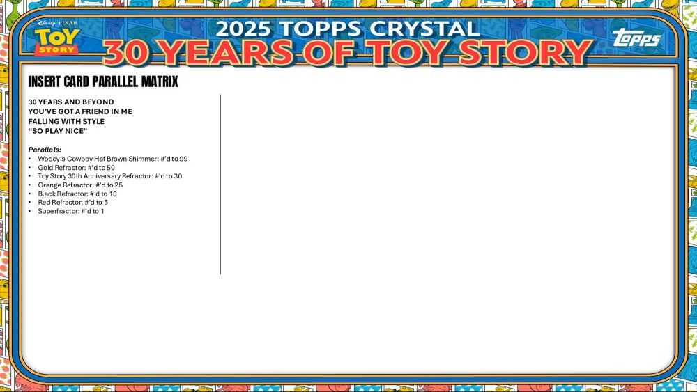 トイ・ストーリー 2025 Topps Crystal 30 Years of Toy Story Hobby