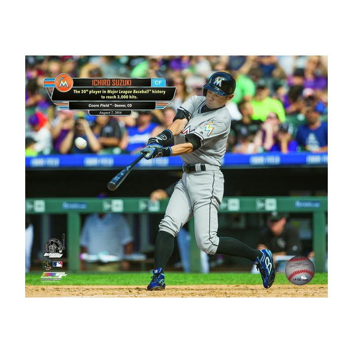 イチロー 3000本安打記念 8x10 フォト 額装 August 7, 2016 マイアミ