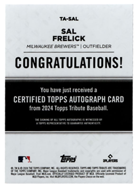サル・フレリック/Sal Frelick 2024 Topps Tribute auto 42/75
