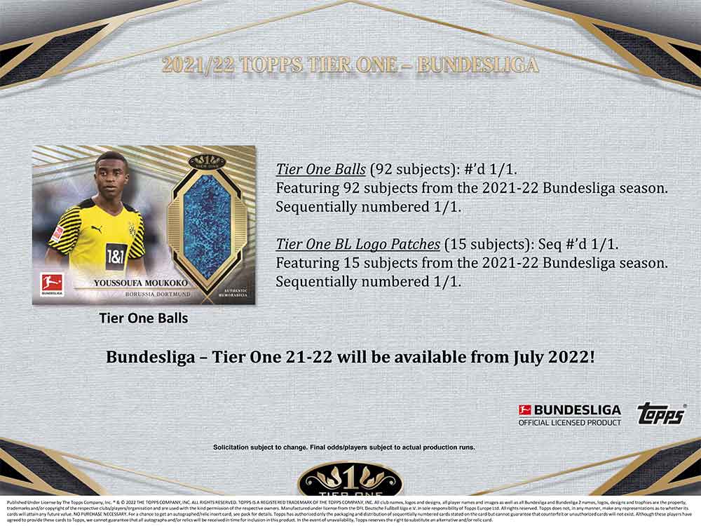 2021-22 Topps Bundesliga Tier One Soccer 8/31入荷 ｜カード