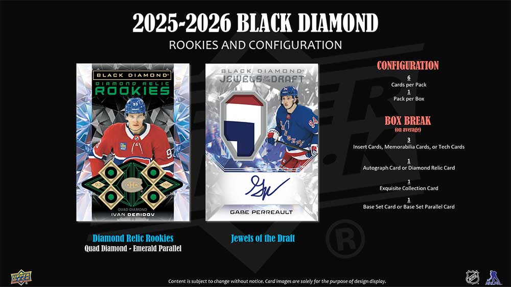 NHL 2025-26 Upper Deck Black Diamond Hockey Hobby Box 11/20入荷