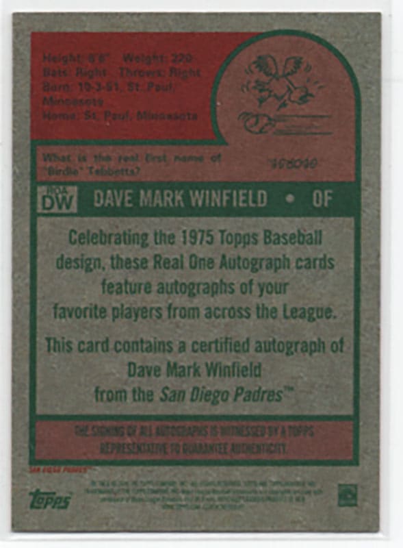 デーブ・ウィンフィールド/Dave Winfield 2024 Topps Heritage auto