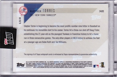 MLB 高級版レアカード　グレイバートーレス他ルーキー直筆サイン　他セット グレイバー・トーレス 直筆サインカード 242C 49枚限定！（39/49