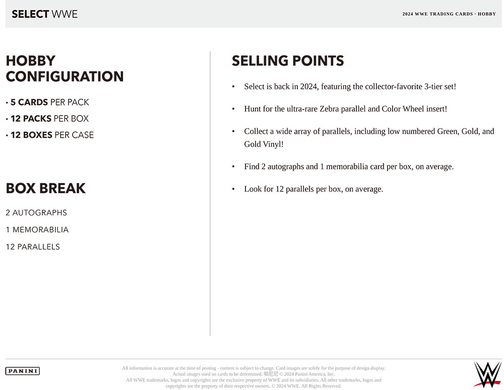 Boxにダメージあり)2024 Panini Select WWE Hobby Box 11/9入荷