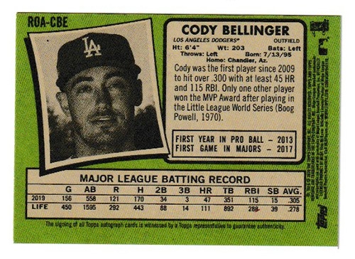 ǥ٥󥸥㡼 MLB 2020 Topps Heritage High Number Real One Autographs Red Ink 44/71 / Cody Bellinger