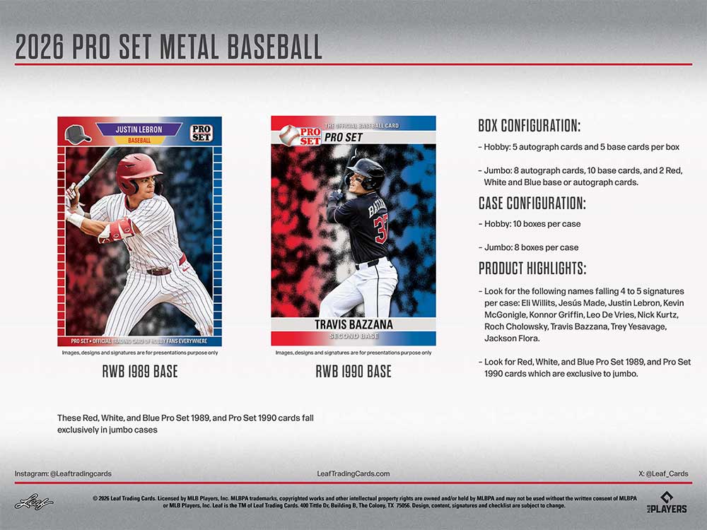 予約）2026 Pro Set Metal Baseball Hobby Box 5/22入荷予定