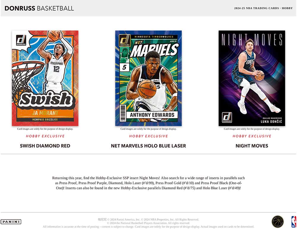 NBA panini DONRUSSバスケットボールカード NBA 2024-25 Panini Donruss Basketball Hobby Box 3/8入荷