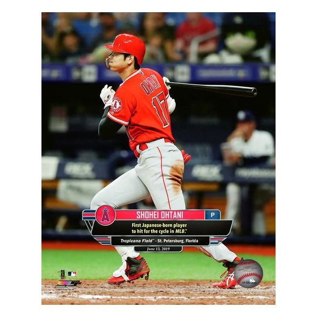 大谷翔平 日本人初MLBサイクルヒット 8x10 フォト額装 2019/6/13