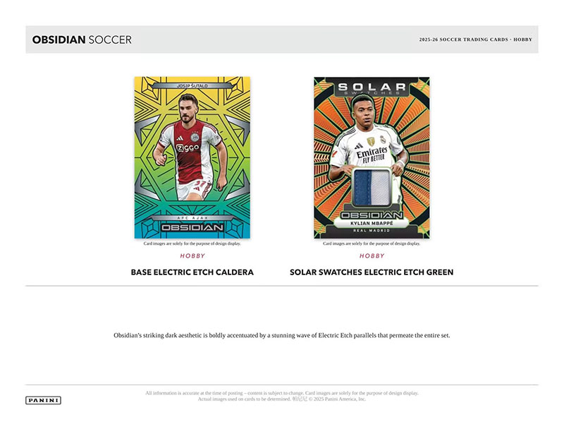 予約）2025-26 Panini Obsidian Soccer Hobby Box 7/25入荷予定