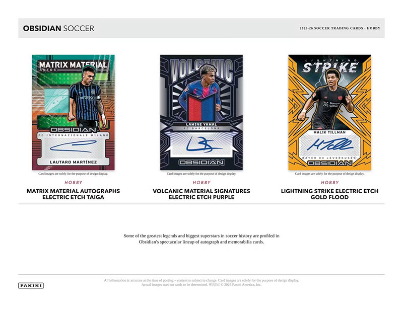 予約）2025-26 Panini Obsidian Soccer Hobby Box 7/25入荷予定