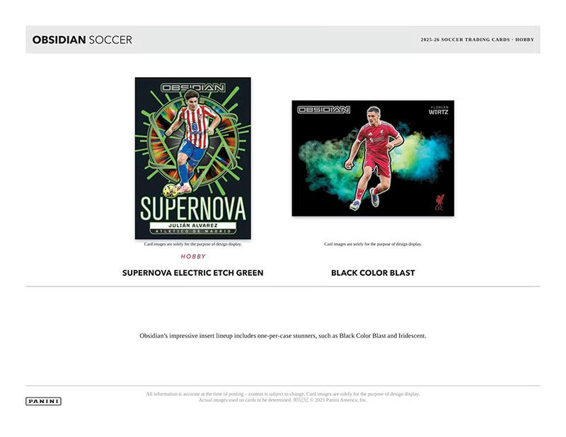予約）2025-26 Panini Obsidian Soccer Hobby Box 7/25入荷予定