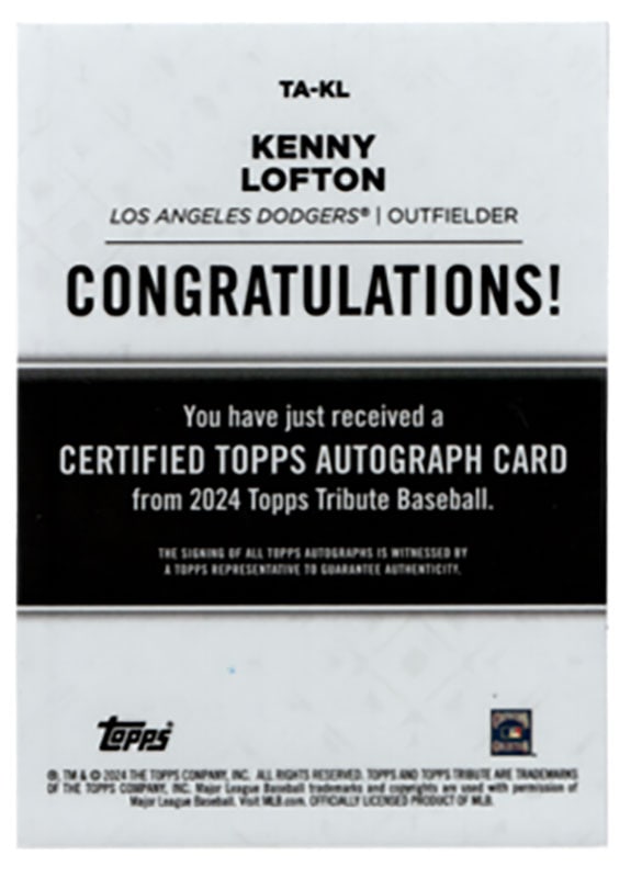 ケニー・ロフトン/Kenny Lofton 2024 Topps Tribute auto 09/99