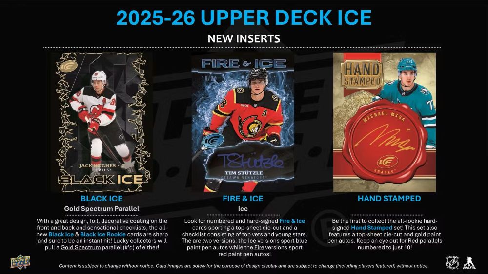 NHL 2025-26 Upper Deck ICE Hockey Hobby Box 9/24入荷 価格はTel