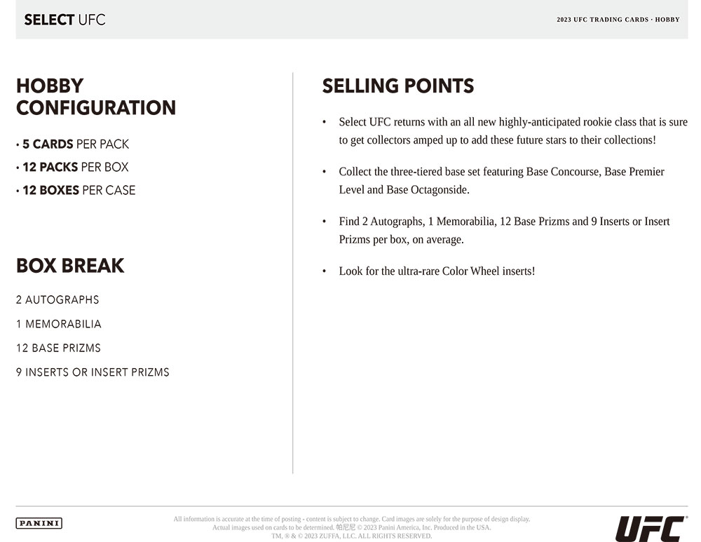2023 Panini Select UFC Hobby Box 7/22入荷 ｜カード
