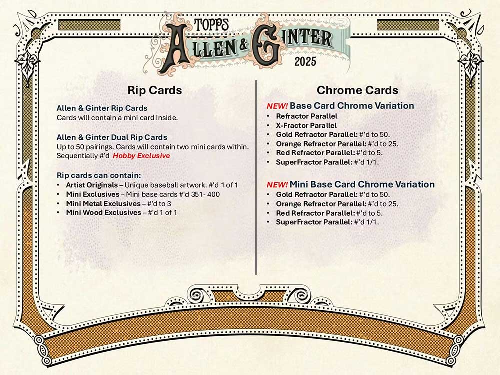 MLB 2025 Topps Allen & Ginter Baseball Hobby Box 12/4入荷 ｜カード