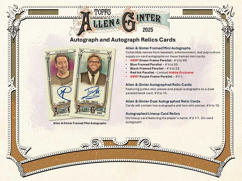 MLB 2025 Topps Allen & Ginter Baseball Hobby Box 12/4入荷 ｜カード
