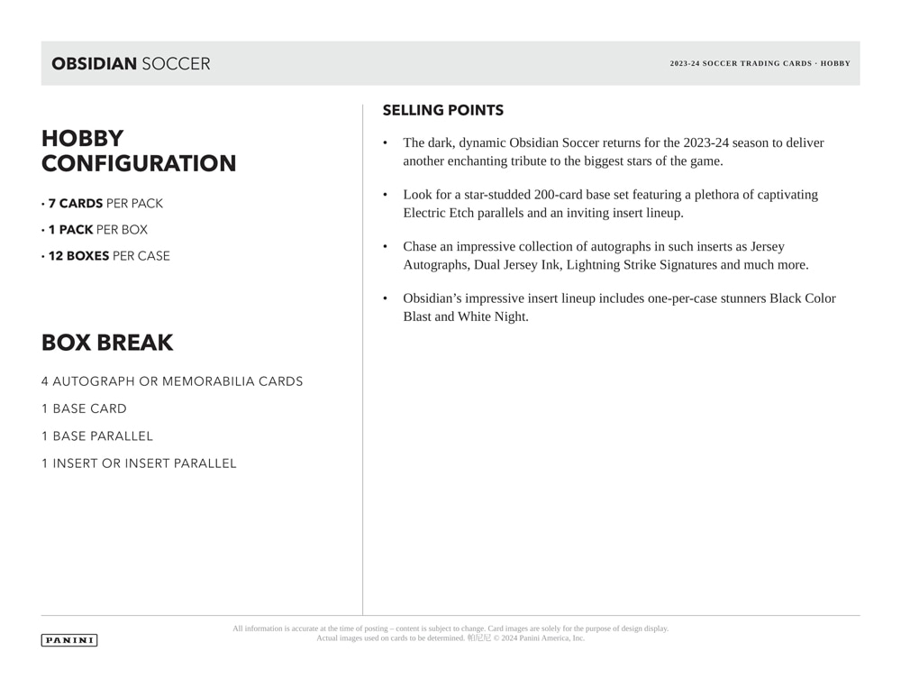 2023-24 Panini Obsidian Soccer Box 10/31入荷！！ ｜カード