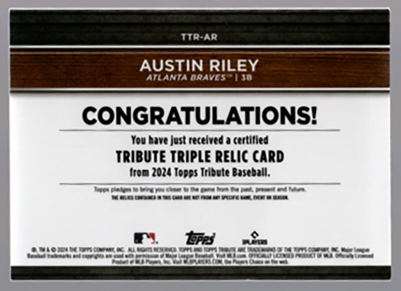 オースティン・ライリー/Austin Riley 2024 Topps Tribute 033/199