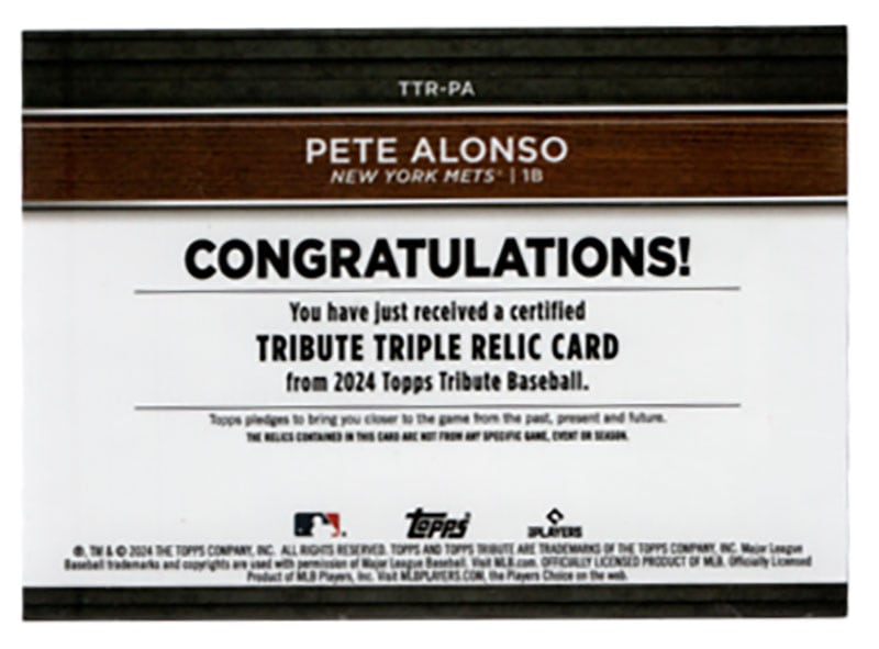 アロンソページ ピート・アロンゾ/Pete Alonso 2024 Topps Tribute 129/150 ｜カード