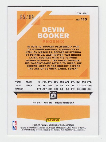 2019 20 panini optic 八村塁 /99 2019 20 panini optic 八村塁 /99（トレカショップ Rookie Star