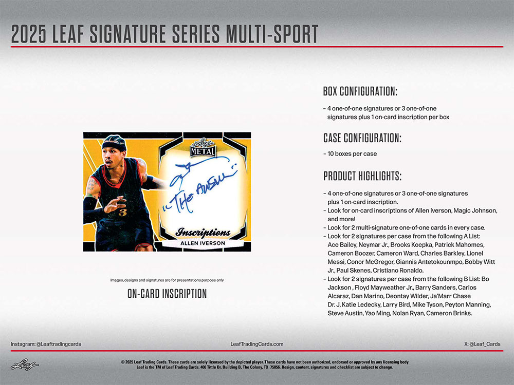 2025 Leaf Signature Series Sports Box 5/17入荷 ｜カード