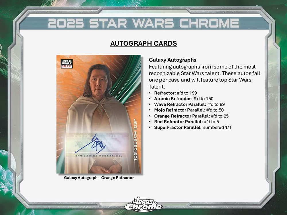 2025 Topps Star Wars Chrome Galaxy Hobby Box 12/16入荷！ ｜カード