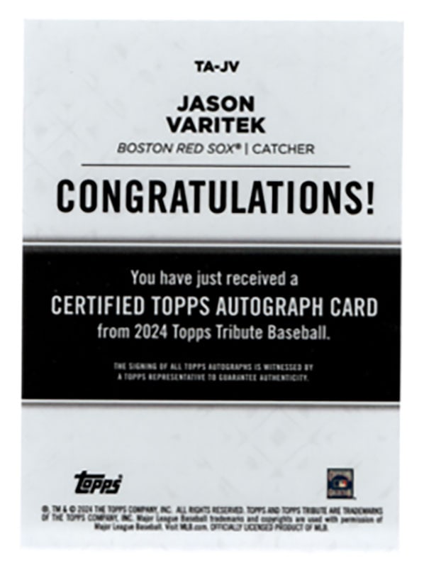 ジェイソン・バリテック/Jason Varitek 2024 Topps Tribute auto 47/75