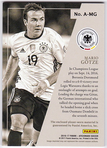 マリオ・ゲッツェ 2016-17 Panini Aficionado Soccer Authentics #A-MG