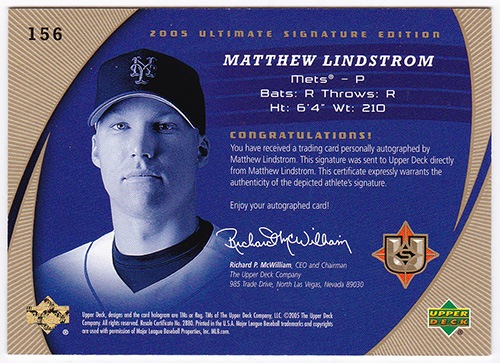マット・リンドストロム MLB 2005 UD Ultimate Signature Edition
