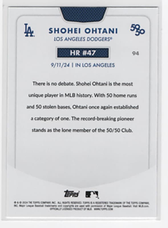 大谷翔平【2024 Topps 50/50】HR#47 #94 ｜カードファナティック公式通販