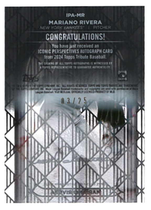 マリアノ・リベラ/Mariano Rivera 2024 Topps Tribute auto 03/25 