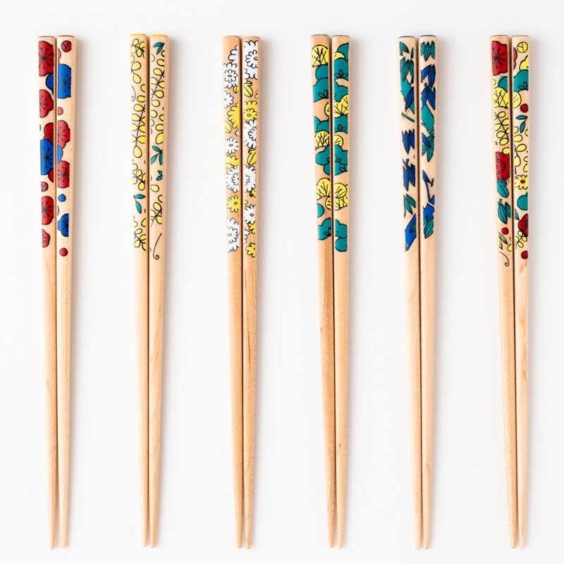 【箸蔵まつかん】KUTANI SEAL お花の箸 22.5cm 大人箸 お箸 食洗機対応 [日本製/福井県/塗箸]