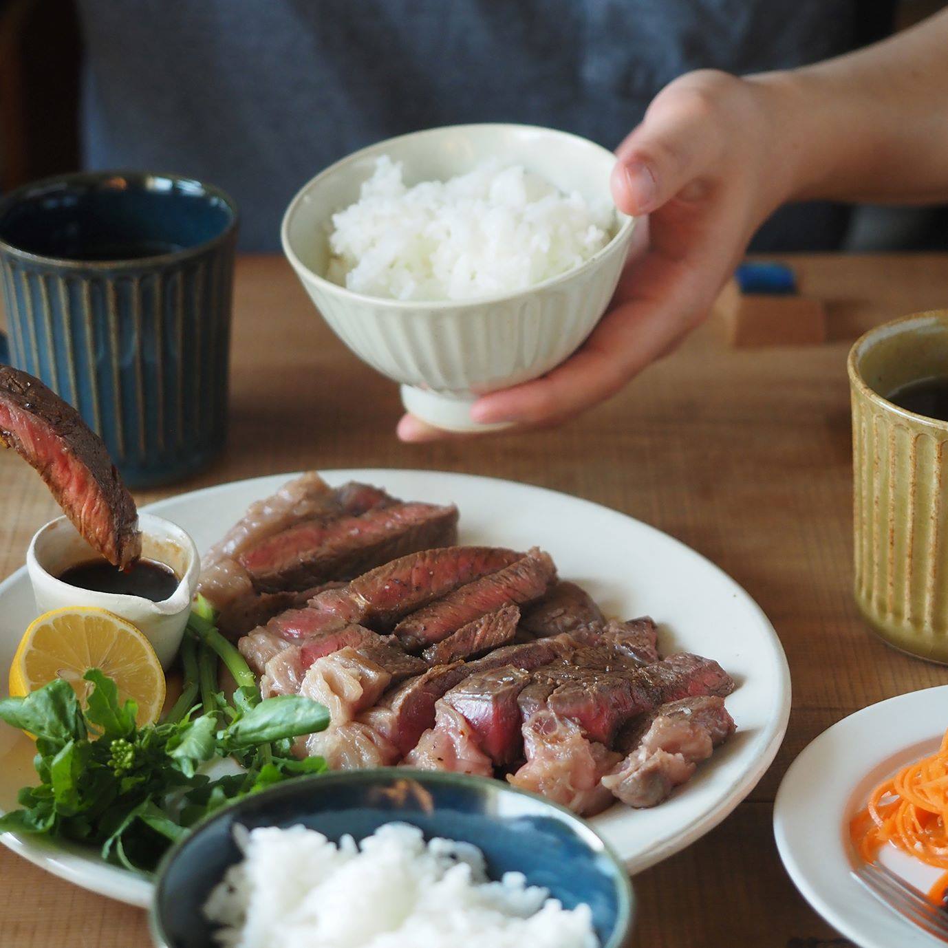 パンとごはんと】削ぎ目 ライスボウル（茶碗） [日本製/美濃焼/菱沼