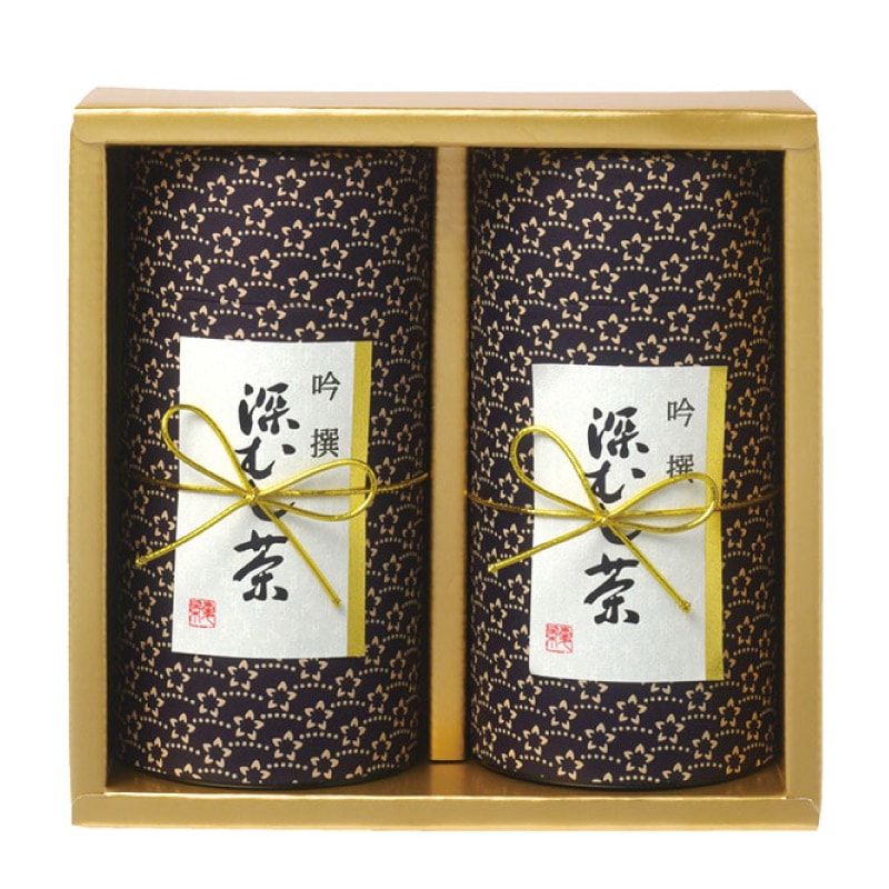 高級お茶ギフト｜印傳缶「天蓬180g」2本セット（化粧箱入）