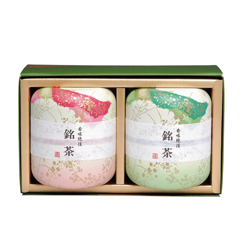 緑茶ギフト｜なつめ缶「極上」150g 2本入（化粧箱入）