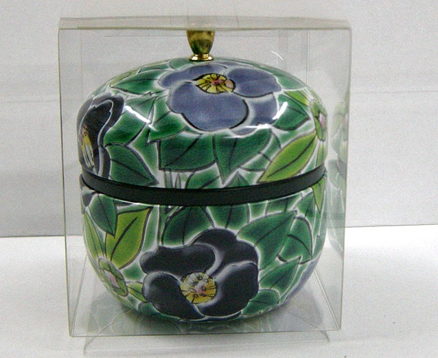 有田柿絵：茶缶（中蓋付・紺） | 茶缶 | お茶通販 池川園茶舗