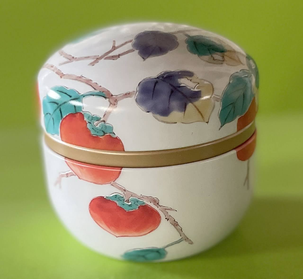 有田柿絵：茶缶（中蓋付・紺） | 茶缶 | お茶通販 池川園茶舗