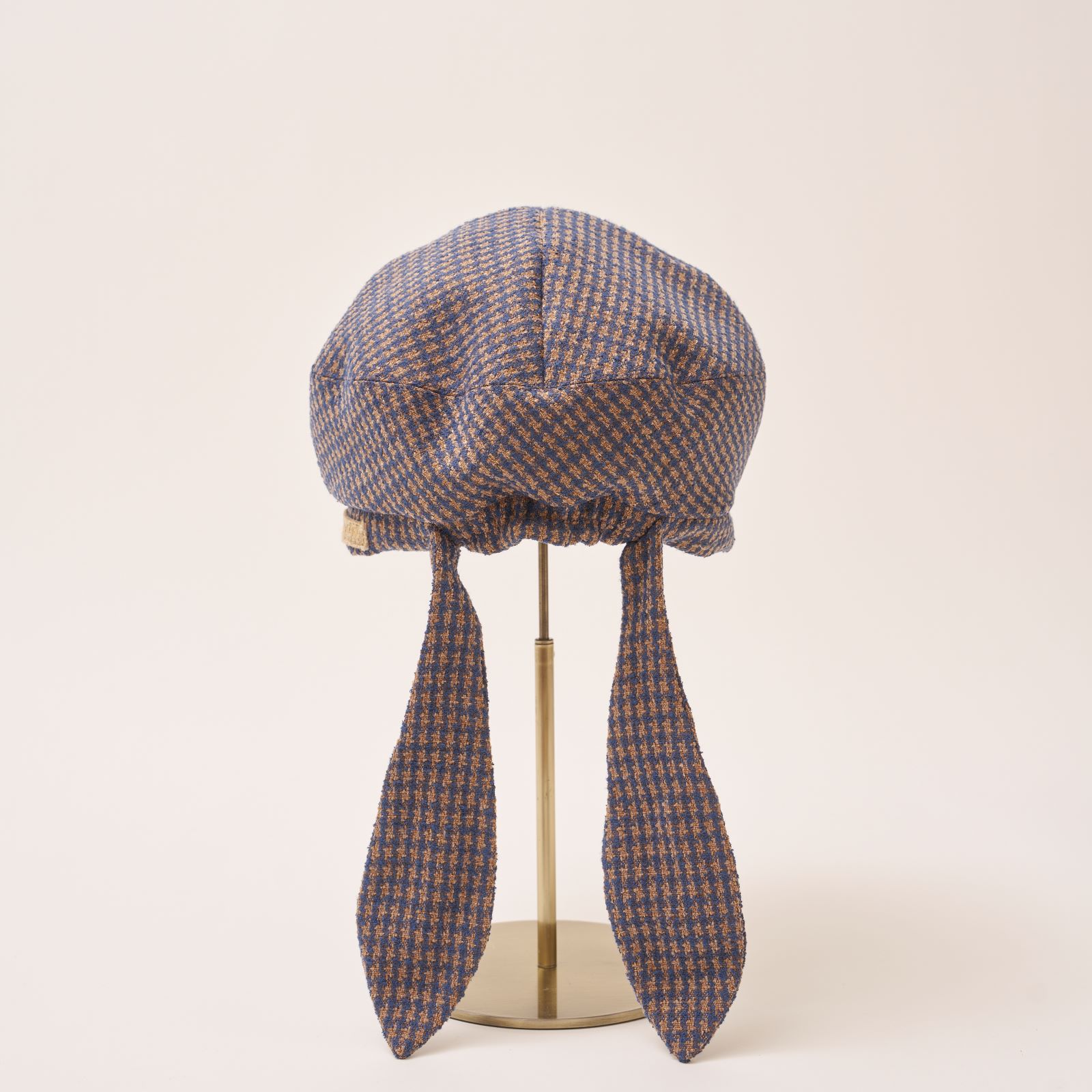 医療用帽子｜日本製｜シワにならないツイード千鳥ベレー｜洗濯可