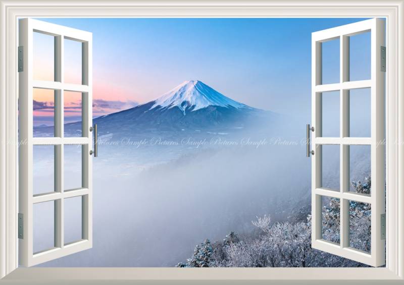京焼 紅雪 富士山装飾画 朝方に出会った、、満月と紅富士🗻🌕 頬を赤らめたような富士山