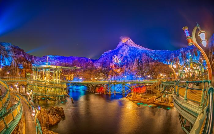 特大上下2枚仕様】ディズニーシーの夜景 パノラマX版×上下2枚 004X1W 特大上下2枚仕様】ディズニーシーの夜景 パノラマX版×上下2枚 004X1W