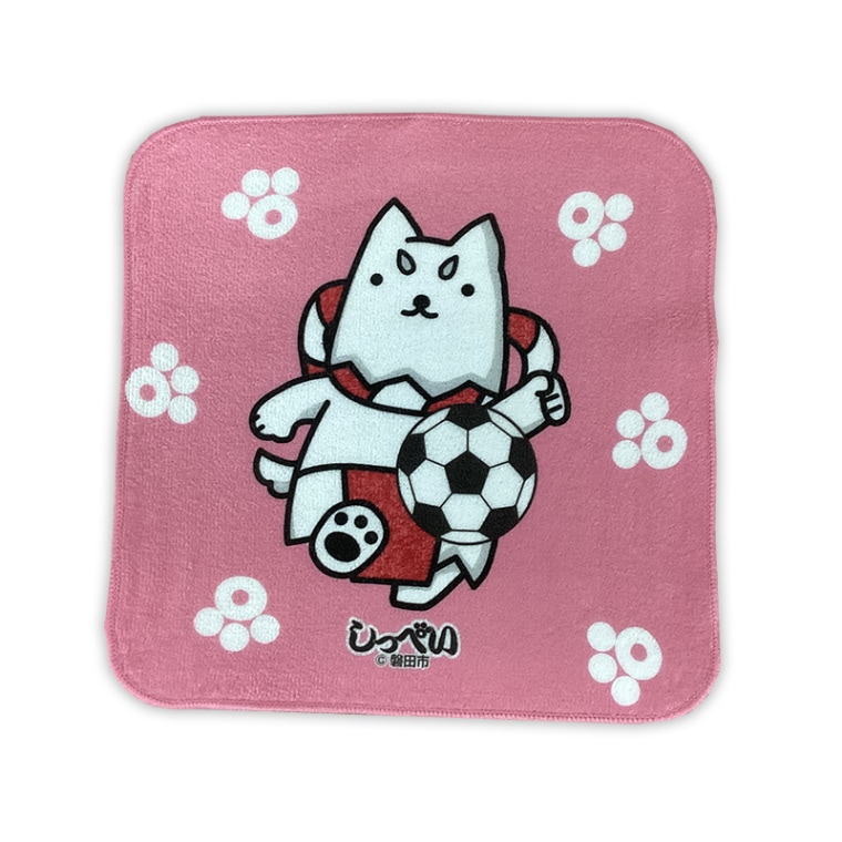 しっぺいタオルハンカチ大（サッカーピンク）